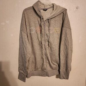Bebe Sport Gray Multicolor Logo Full Zip Hooded Jacket Sz 3X NWT